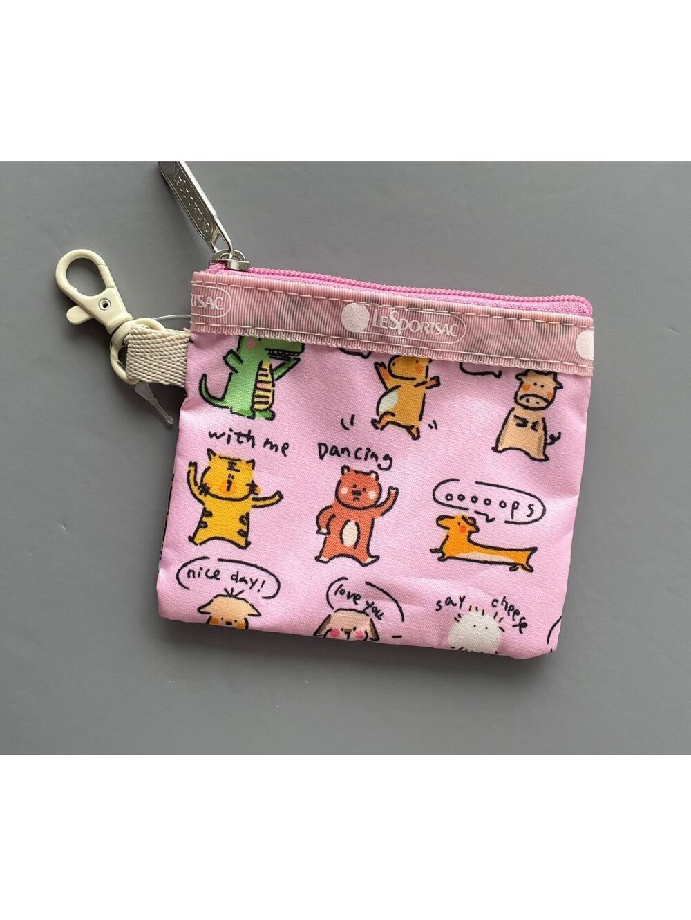 LeSportsac x Sheep Iris Pink Coin Purse Keychain Pouch NWOT